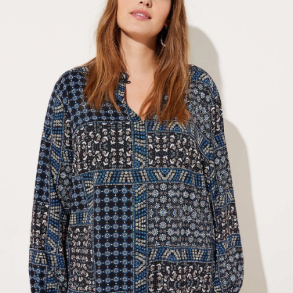 LOFT Plus Patchwork Back Peplum Blouse